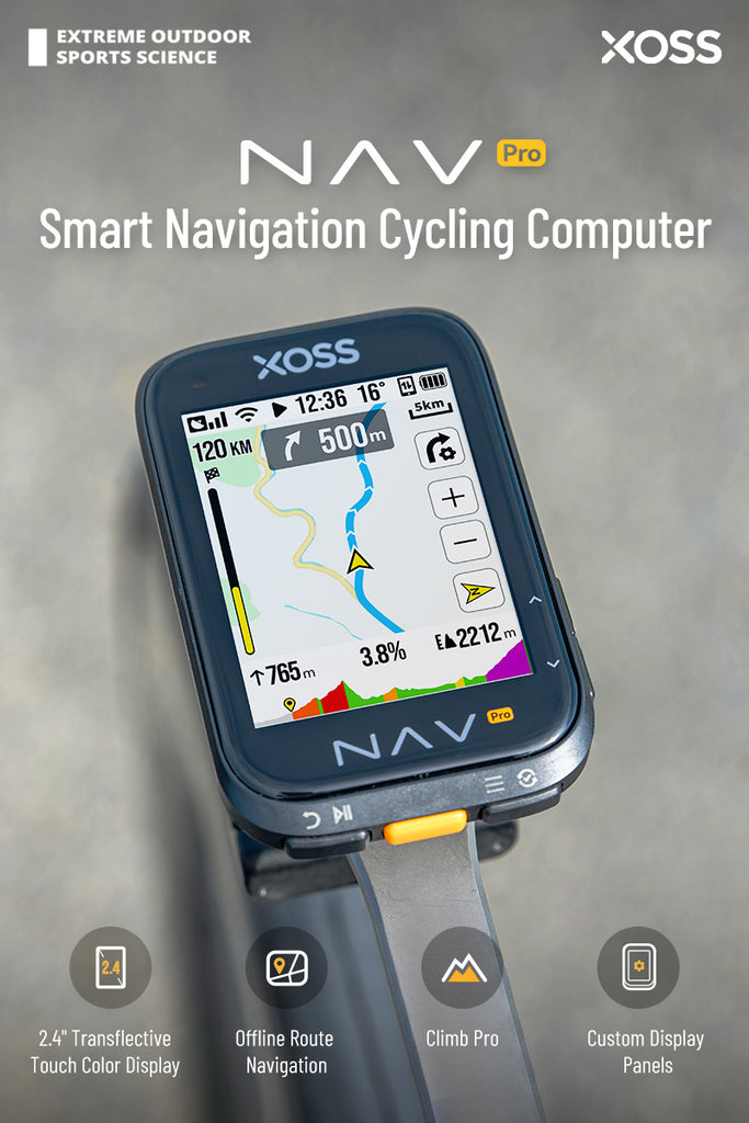 XOSS NAV Pro Touch-screen Bike Computer Navigation Cycling Computer Global Colorful Map Wireless Cycling Computer Offline Route - XOSS.CO