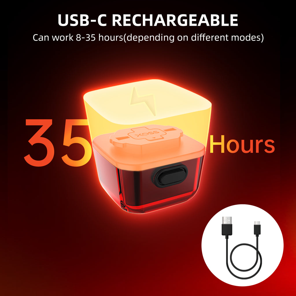 XOSS Nebula Smart Bike Tail Light, USB Rechargeable LED Bike Rear Light with Brake Sensor, Waterproof Bike Lights with Customized Patterns & Team Up with The Same Frequency Function for Night Riding - XOSS.CO