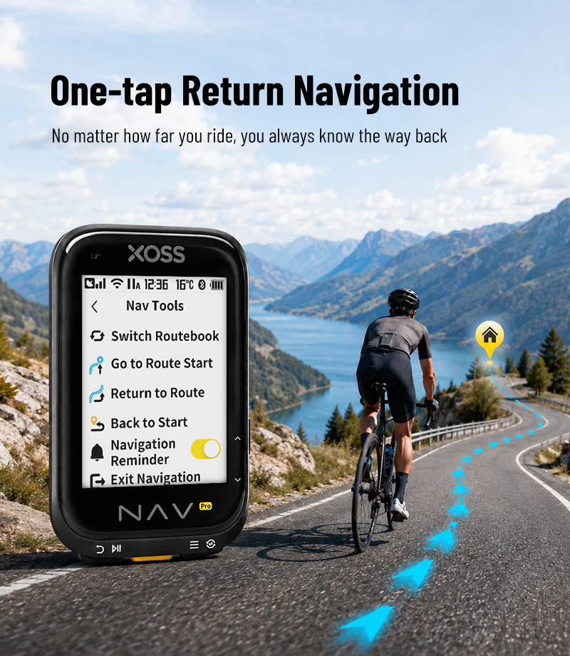 XOSS NAV Pro Touch-screen Bike Computer Navigation Cycling Computer Global Colorful Map Wireless Cycling Computer Offline Route - XOSS.CO