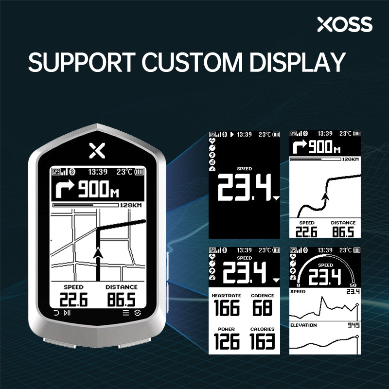 XOSS NAV Plus Bike Computer Wireless Cycling GPS Speedometer Map Navigation Waterproof Bluetooth ANT+ Cadence Speed - XOSS.CO
