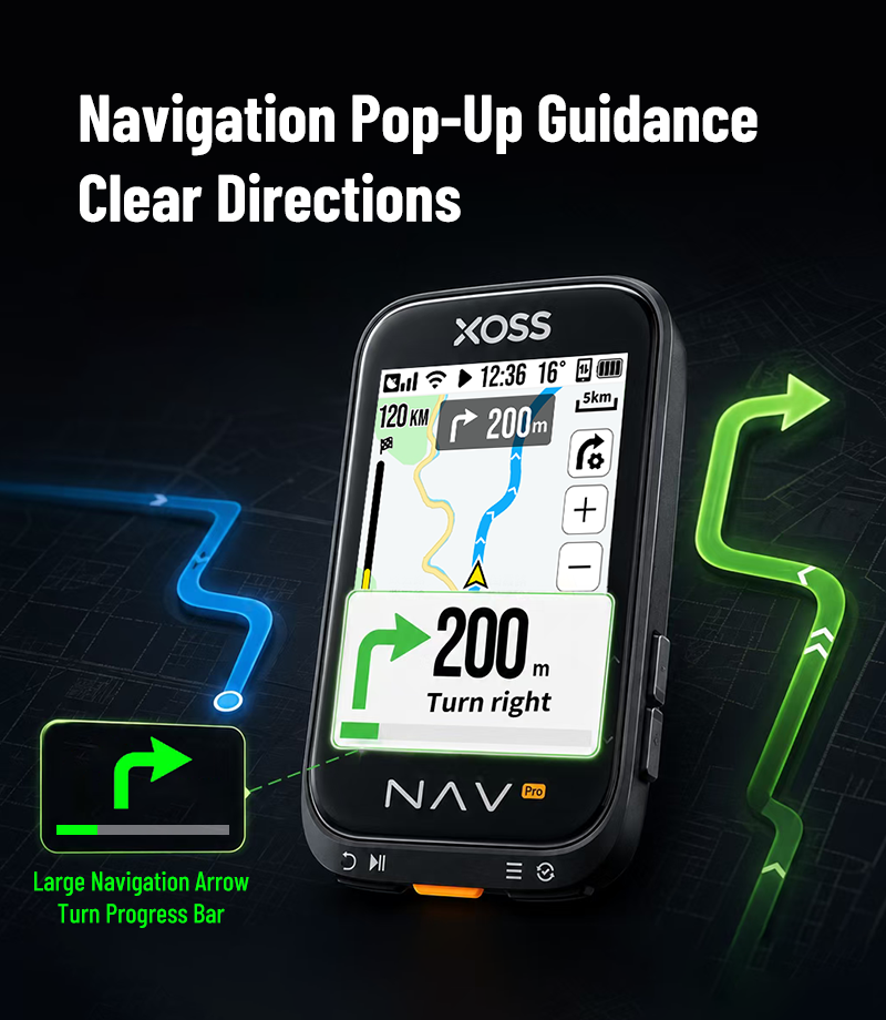 XOSS NAV Pro Touch-screen Bike Computer Navigation Cycling Computer Global Colorful Map Wireless Cycling Computer Offline Route - XOSS.CO