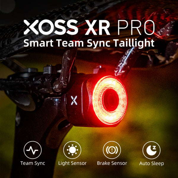 XOSS XR Pro Bike Taillight Bicycle,Team Sync,Rear Light Smart Tail Light Auto Start/Stop Brake Sensing LED Charging Waterproof