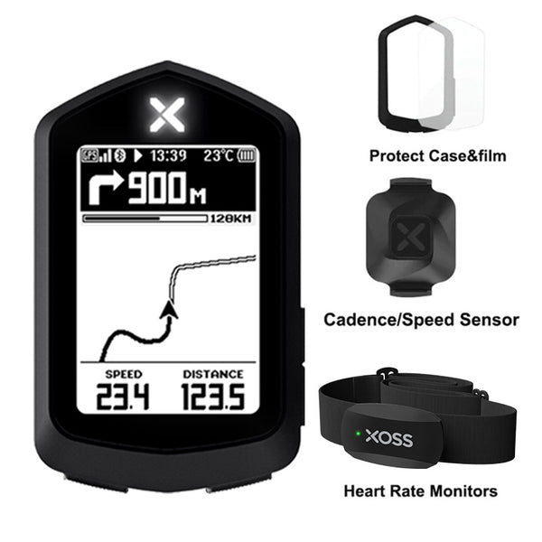 NAV navigation bike computer & case  & X2 heart rate sensor & Vortex candence/speed sensor