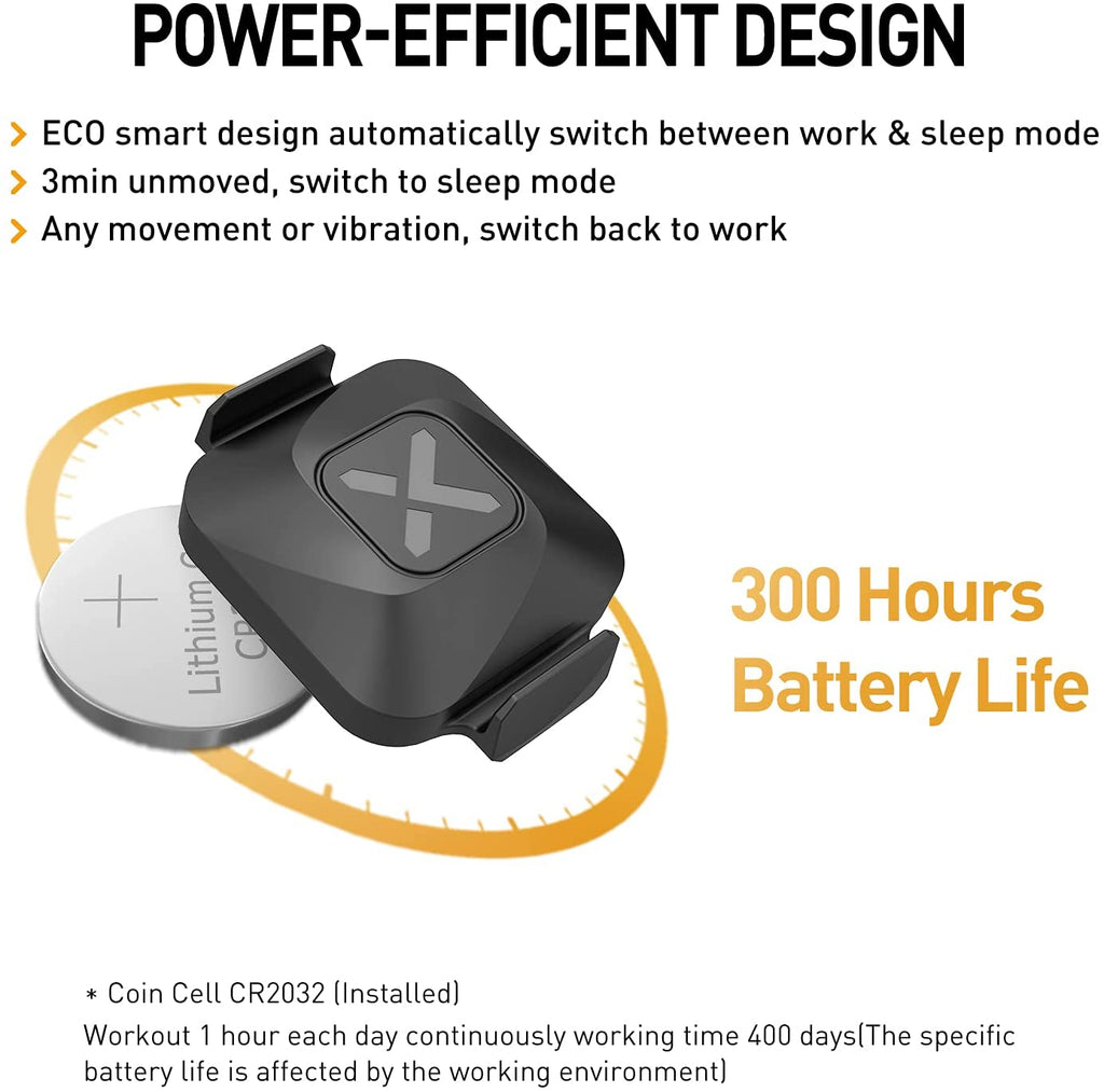 XOSS Bike Cadence and Speed Sensor Vortex Wireless IPX7 Waterproof - 300 Hours Dual Modes Bike Sensor ANT+/Bluetooth 4.0 Compatible for Cycling Computer - XOSS.CO