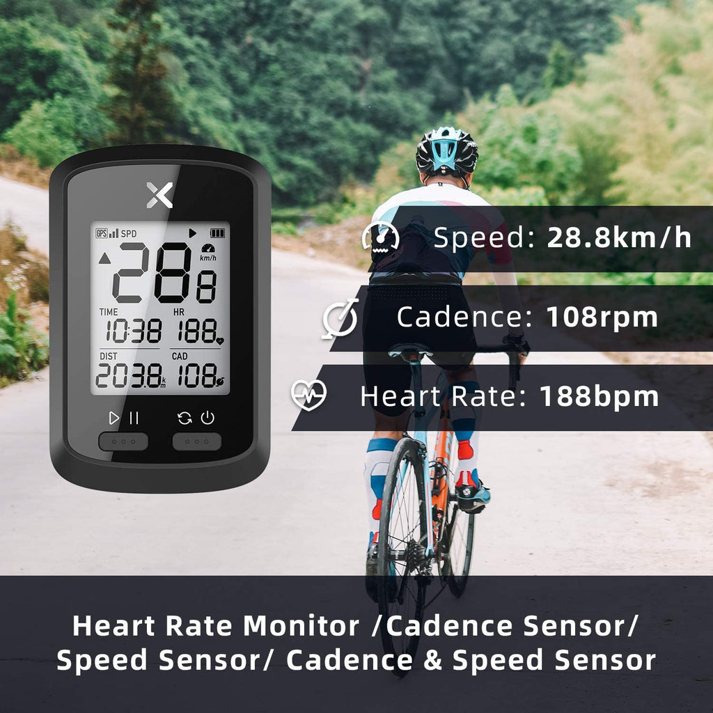 XOSS G+ GPS Bike Computer,  Ant+, Bluetooth, 25 Hours Battery, Waterproof, Barometer, Cadence, Heart Rate, Strava - XOSS.CO