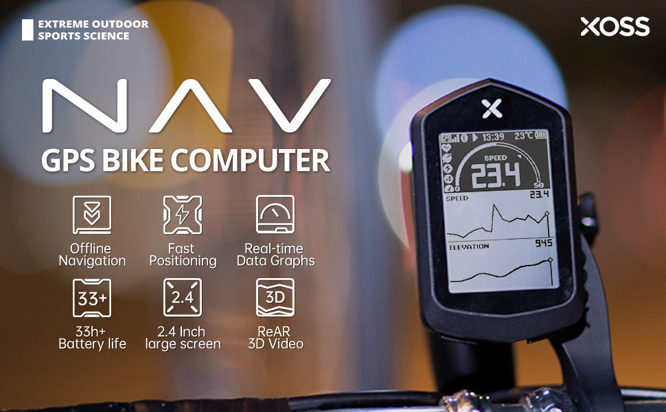 Products NAV navigation bike computer & case & mount & & X2 heart rate sensor & 2 Vortex candence/speed sensors - XOSS.CO